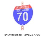 Interstate highway 70 road sign in Colorado