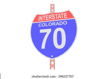 Interstate highway 70 road sign in Colorado