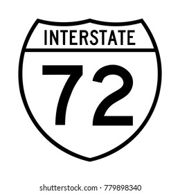 Interstate highway 72 road sign, a white version of a sign
