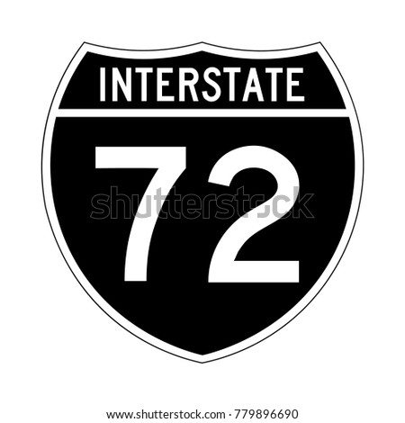 Interstate highway 72 road sign, a black version of a sign