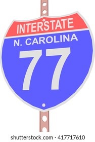 Interstate highway 77 road sign in North Carolina