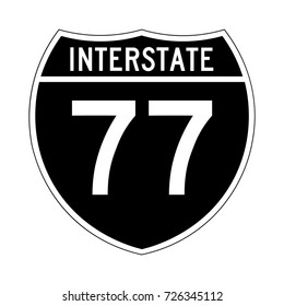 Interstate highway 77 road sign, black variant