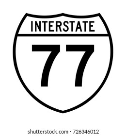 Interstate highway 77 road sign, white variant