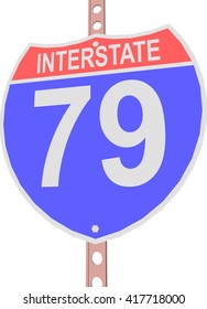 Interstate highway 79 road sign in 
