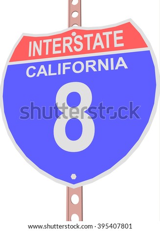 Interstate highway 8 road sign in California