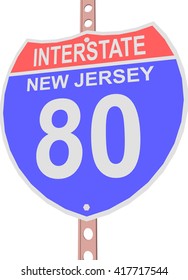 Interstate highway 80 road sign in New Jersey