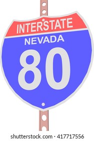 Interstate highway 80 road sign in Nevada