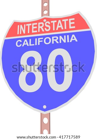Interstate highway 80 road sign in California