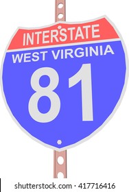 Interstate highway 81 road sign in West Virginia