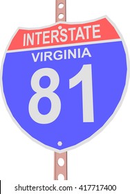Interstate highway 81 road sign in Virginia