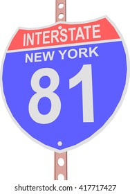 Interstate highway 81 road sign in New York