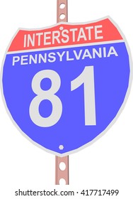 Interstate highway 81 road sign in Pennsylvania