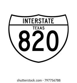 Interstate highway 820 texas road sign, white version of the sign