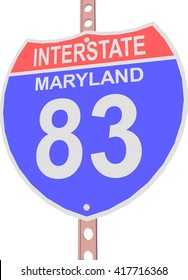 Interstate highway 83 road sign in Maryland