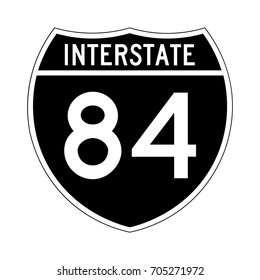 Interstate highway 84 road sign. Black variant of the sign