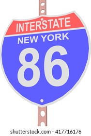 Interstate highway 86 road sign in New York