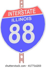 Interstate highway 88 road sign in Illinois