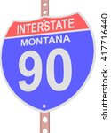 Interstate highway 90 road sign in Montana
