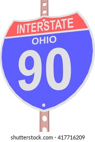 Interstate highway 90 road sign in Ohio
