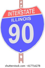 Interstate highway 90 road sign in Illinois