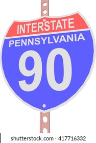 Interstate highway 90 road sign in Pennsylvania