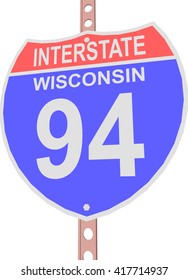 Interstate highway 94 road sign in Wisconsin