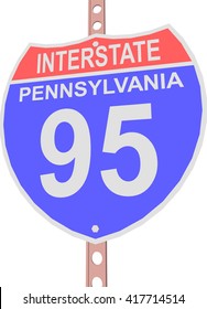 Interstate Highway 95 Road Sign In Pennsylvania