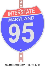 Interstate highway 95 road sign in Maryland
