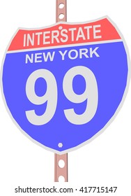 Interstate highway 99 road sign in New York