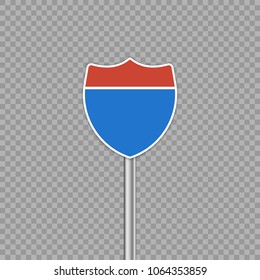 Interstate highway road sign. Blank road sign, isolated on a transparent background.