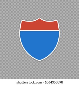 Interstate highway road sign. Blank road sign, isolated on a transparent background.