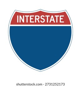 Interstate highway road sign shield logo on white background