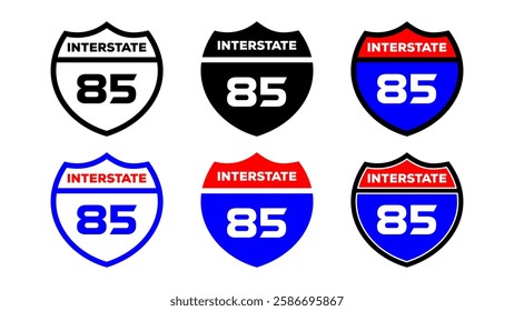 interstate highway sign templates vector set