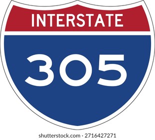 Interstate I-305 Shield USA Señal de tráfico Vector de diseño editable