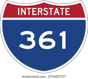 Interstate I-361 Shield USA Señal de tráfico Vector de diseño editable 