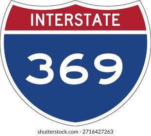 Interstate I-369 Shield USA Señal de tráfico Vector de diseño editable 