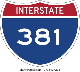 Interstate I-381 Shield USA Señal de tráfico Vector de diseño editable 