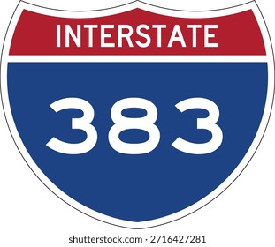 Interstate I-383 Shield USA Señal de tráfico Vector de diseño editable 