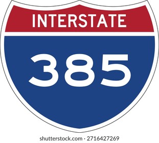Interstate I-385 Shield USA Señal de tráfico Vector de diseño editable 