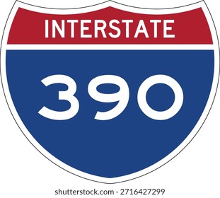 Interstate I-390 Shield USA Señal de tráfico Vector de diseño editable 