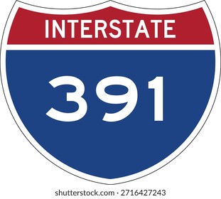 Interstate I-391 Shield USA Señal de tráfico Vector de diseño editable 