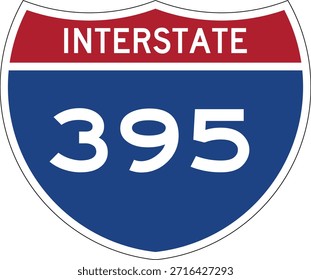Interstate I-395 Shield USA Señal de tráfico Vector de diseño editable 