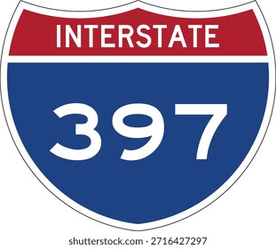 Interstate I-397 Shield USA Señal de tráfico Vector de diseño editable 