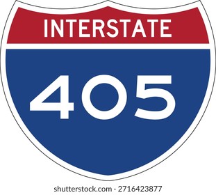 Interstate I-405 Shield USA Señal de tráfico Vector de diseño editable 