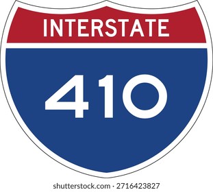 Interstate I-410 Shield USA Señal de tráfico Vector de diseño editable 