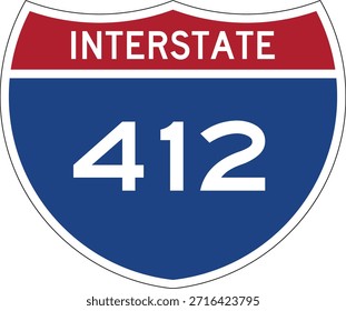 Interstate I-412 Shield USA Señal de tráfico Vector de diseño editable 