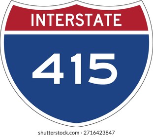 Interstate I-415 Shield USA Señal de tráfico Vector de diseño editable 