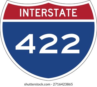 Interstate I-422 Shield USA Señal de tráfico Vector de diseño editable 