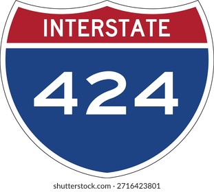 Interstate I-424 Shield USA Señal de tráfico Vector de diseño editable 