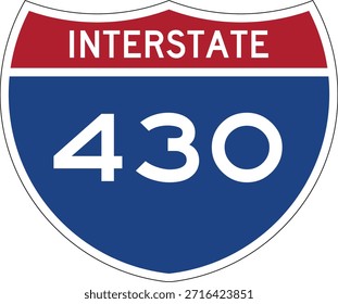 Interstate I-430 Shield USA Señal de tráfico Vector de diseño editable 